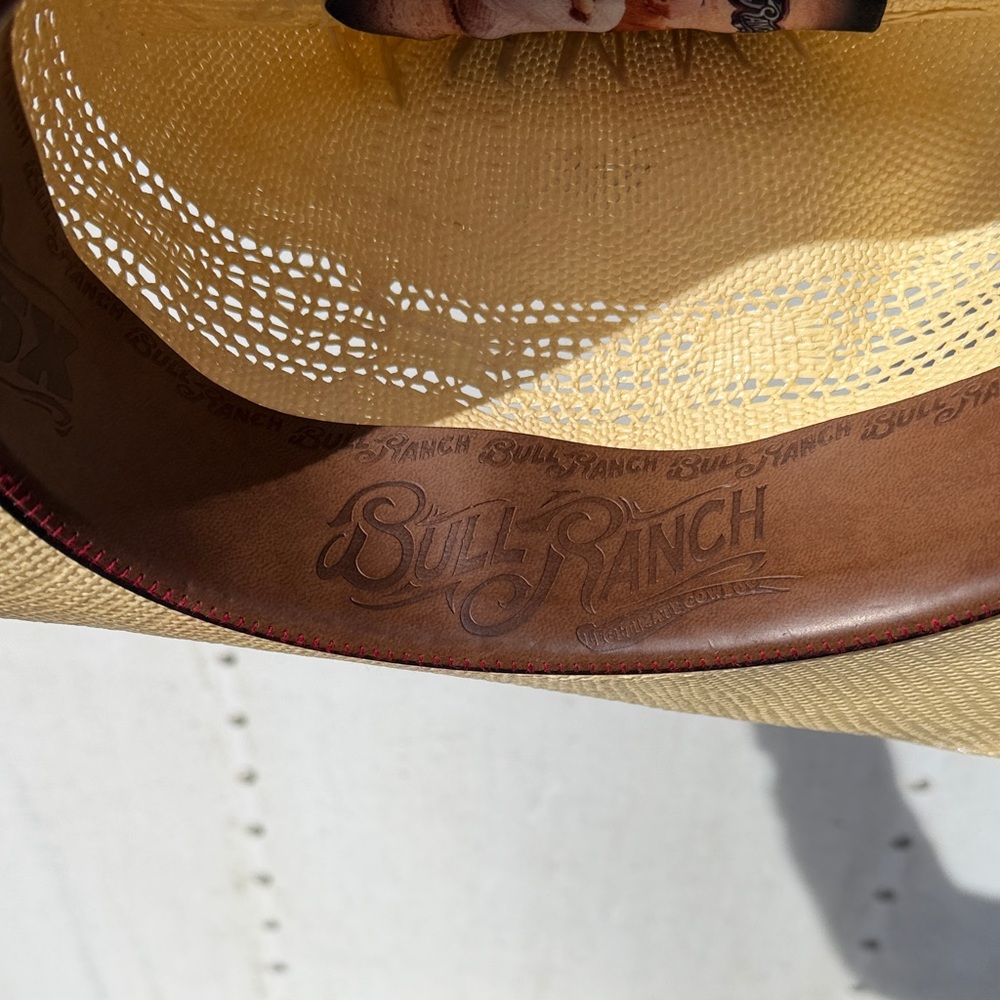 Bull Ranch Cream Straw Cowboy Hat with Brown Band - Picture 6 of 10